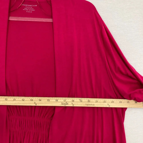 Charter Club Pink Red Soft Stretch Lightweight Knit 3/4 Sleeve Open Front Top 2X - Picture 6 of 10